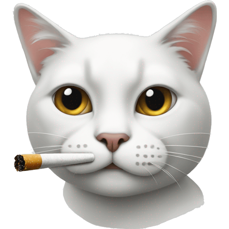 cat white smoking a cigarette emoji