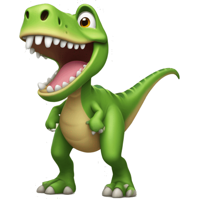 Laughing Dinosaur - A dinosaur cracking up, showing tiny arms holding its belly. emoji