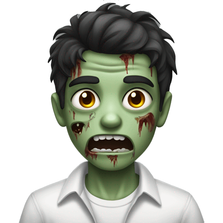 teen boy zombie with dark hair and white shirt emoji