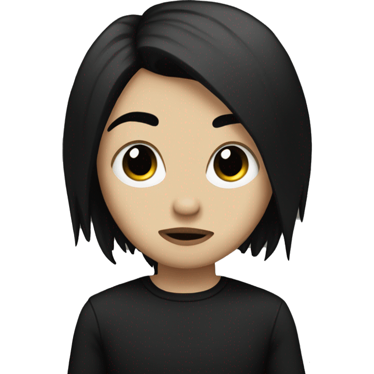 Emo with black hair and side part emoji