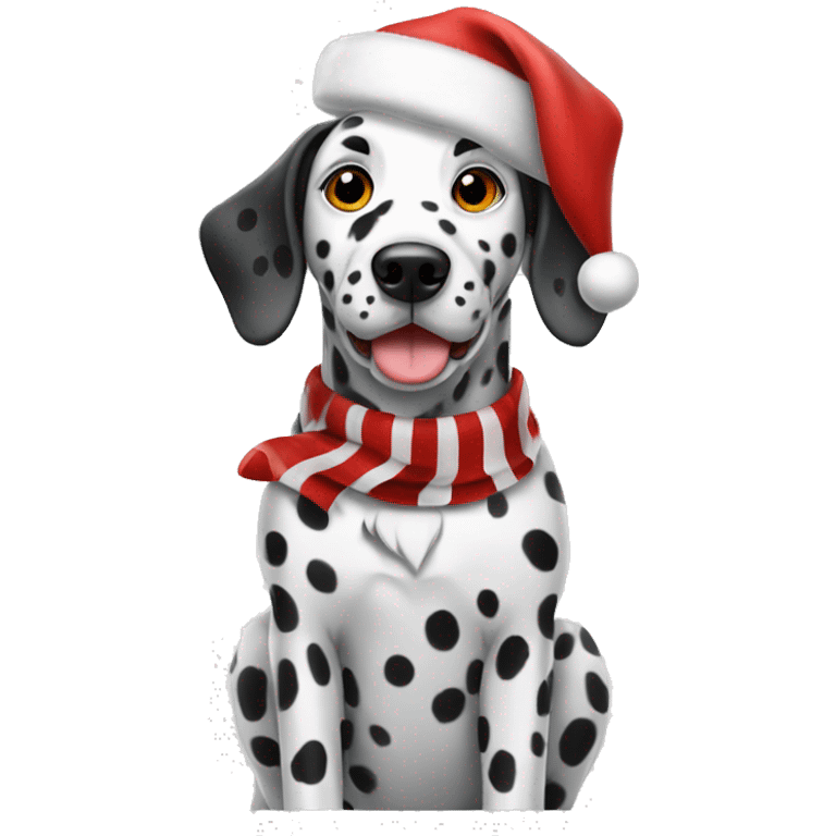 Dalmatian dressed as Santa emoji