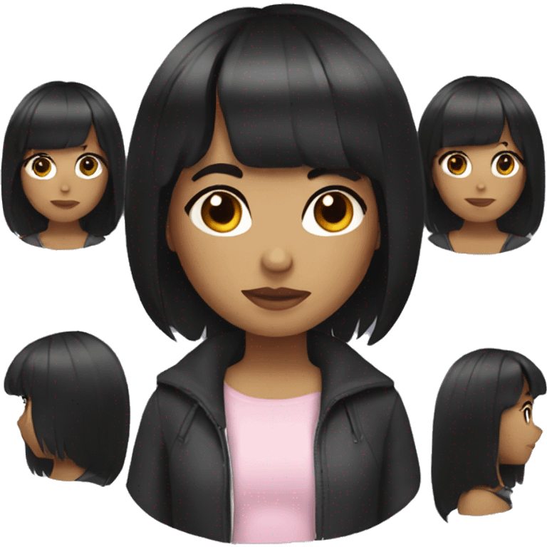 girl with black hair and bangs emoji