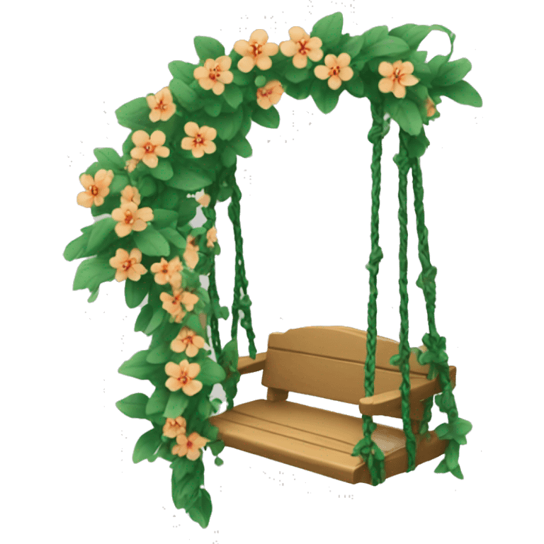 A swing made from a small flower and vines. emoji