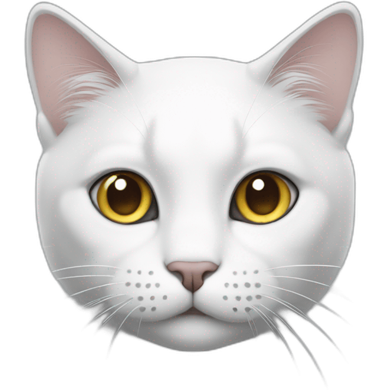 white cat with grey parts on face emoji