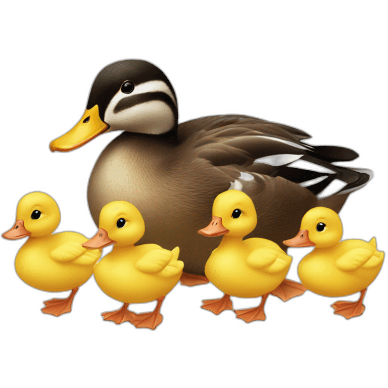 Little ducklings following their mother duck emoji