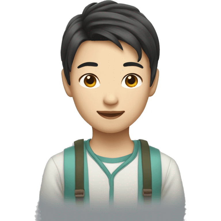  chinese character avatar, 20 year old， gender-neutral appearance emoji