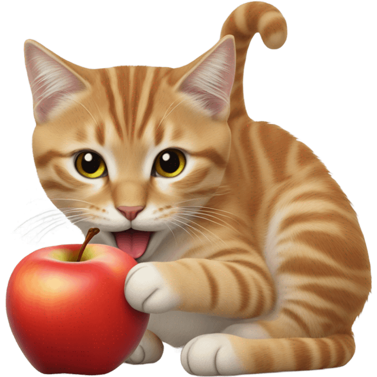 Cat eating an apple emoji