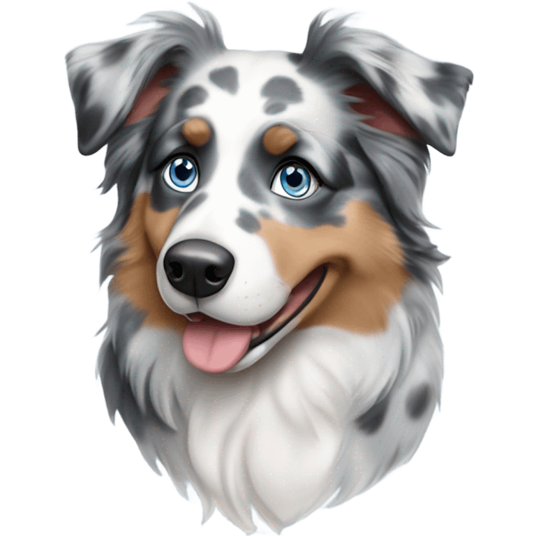 Blue Merle Australian Shepherd with blue eyes emoji