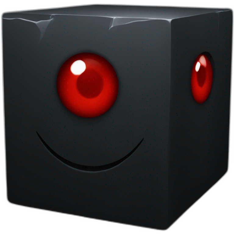 Black cube with red eyes emoji