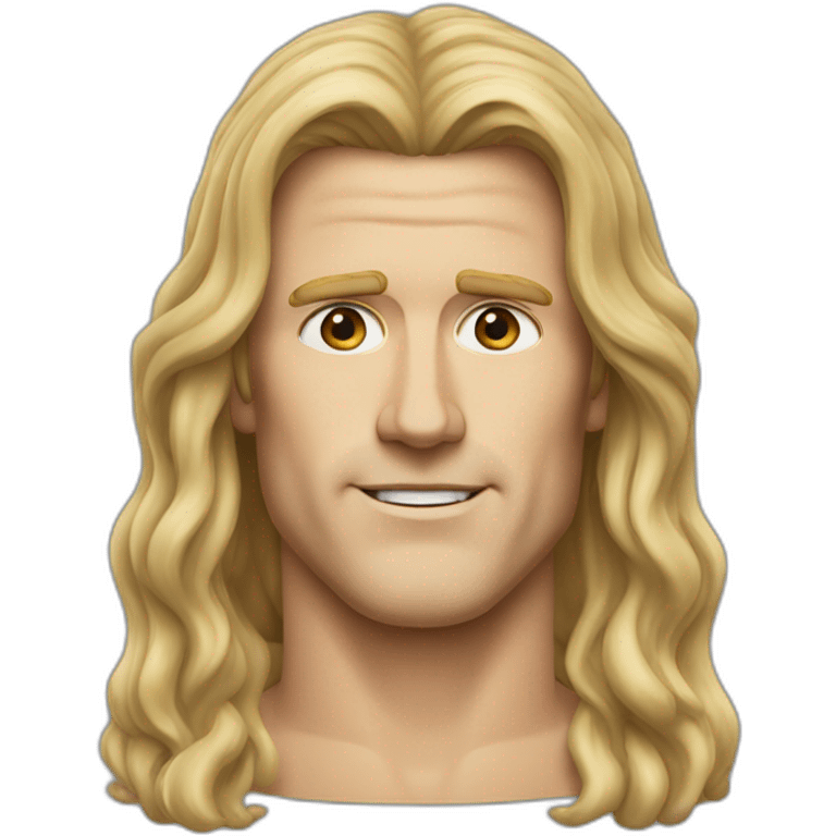 will ferrel realistic face with long blonde straight hair emoji