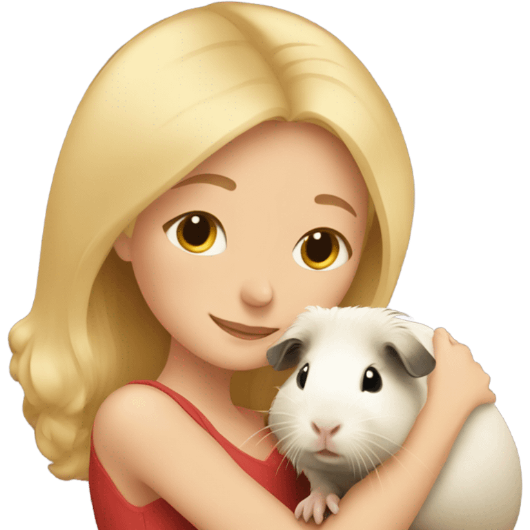 Blonde Woman hugging a guineapig emoji