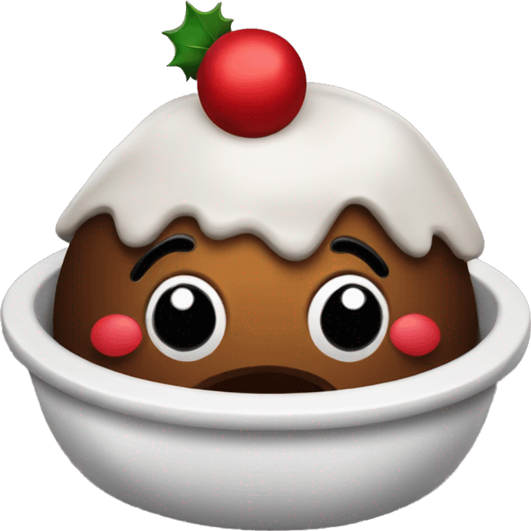 christmas pudding with tounge out  emoji