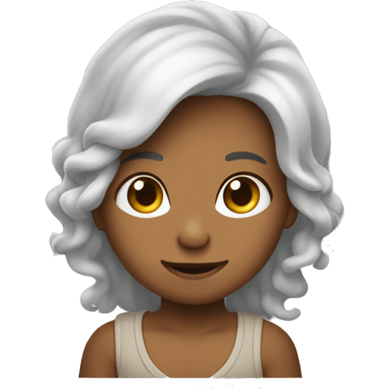 Crie um emoji de uma moça de cabelos castanhos e pele clara com seu bebê no colo  emoji