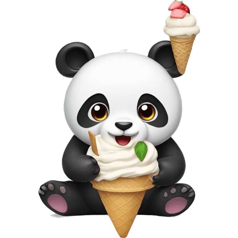 Panda eating ice cream emoji