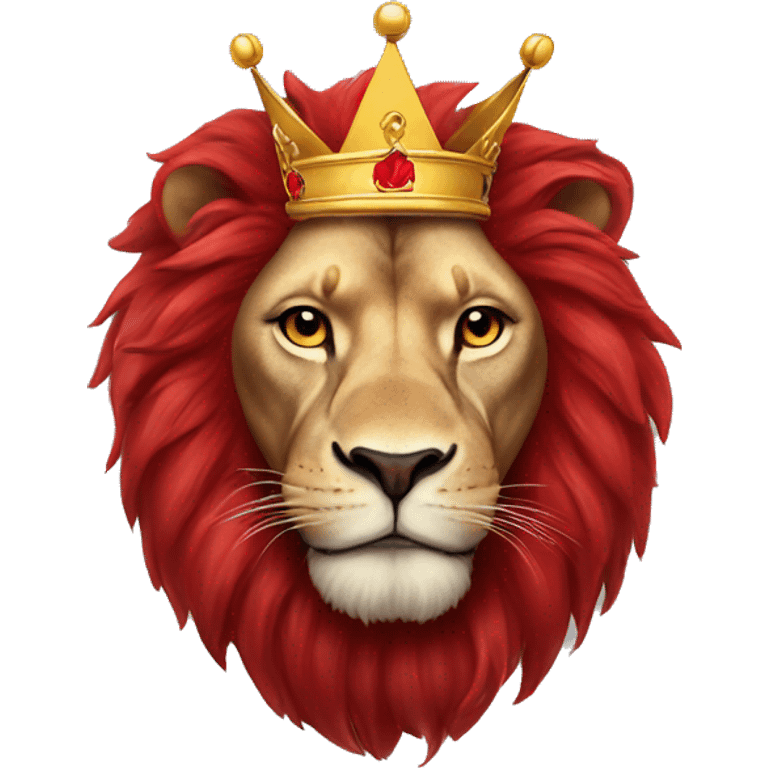 Lion with a crown on wearing red holding Red Bull emoji