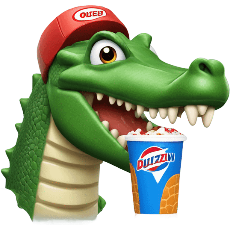 Crocodile eating Dairy Queen blizzard  emoji