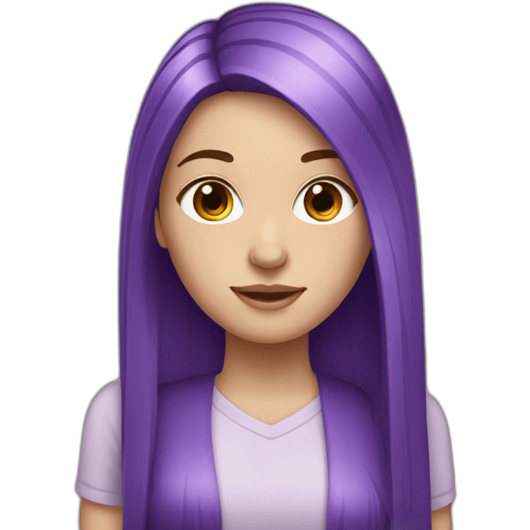 white girl with long straight purple hair emoji