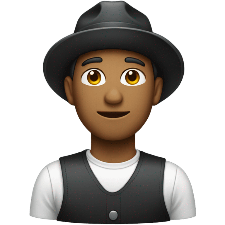 A worker in a black hat emoji