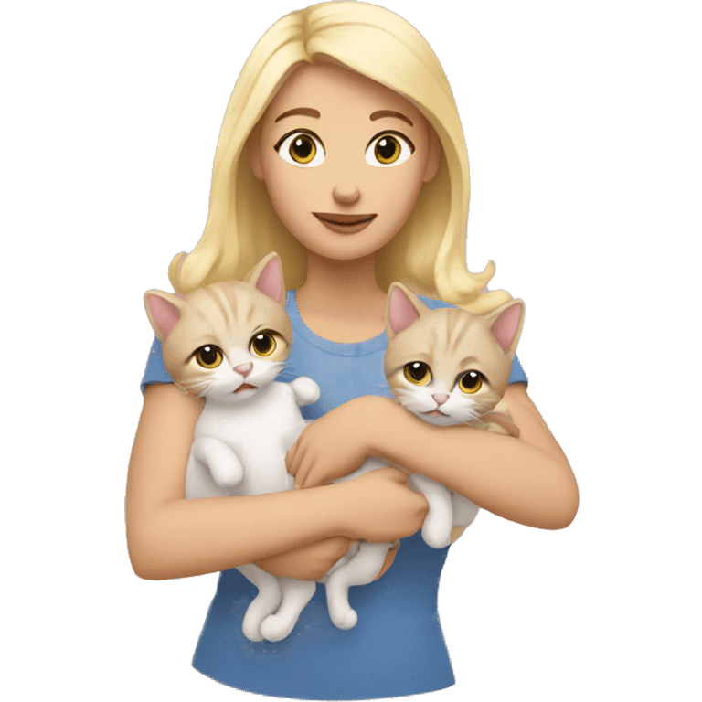 Blonde holding two kittens  emoji