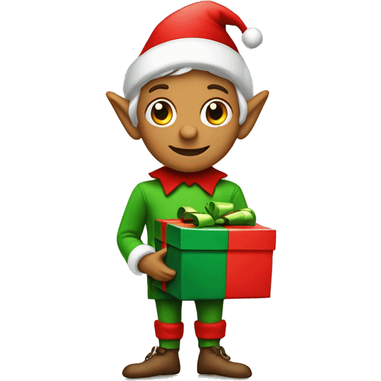 Christmas elf with present emoji