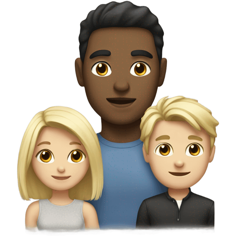 Blonde girl , black hair guy and grey cat emoji