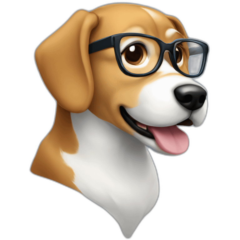 Coding with glasses and a dog on your computer emoji