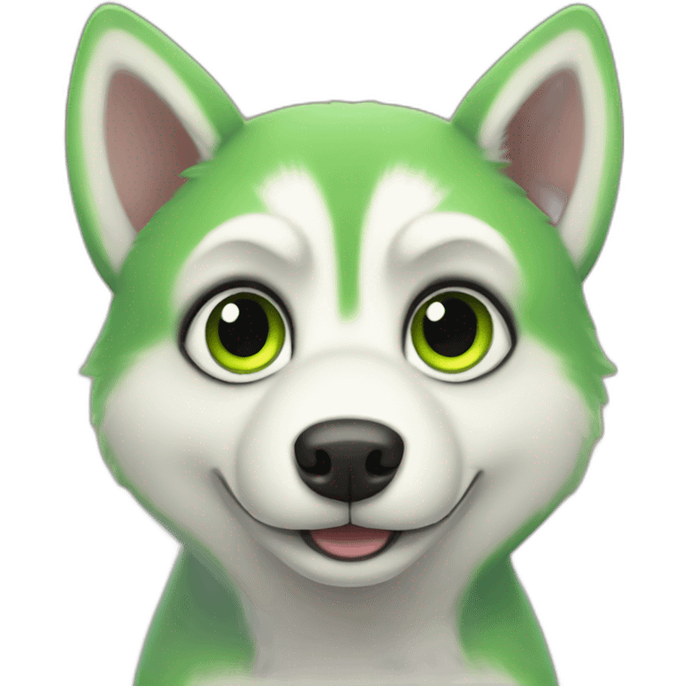 green husky looking like a frog big eyes emoji