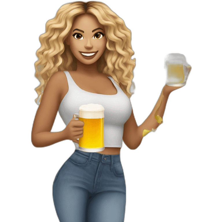 Beyoncé with a beer emoji