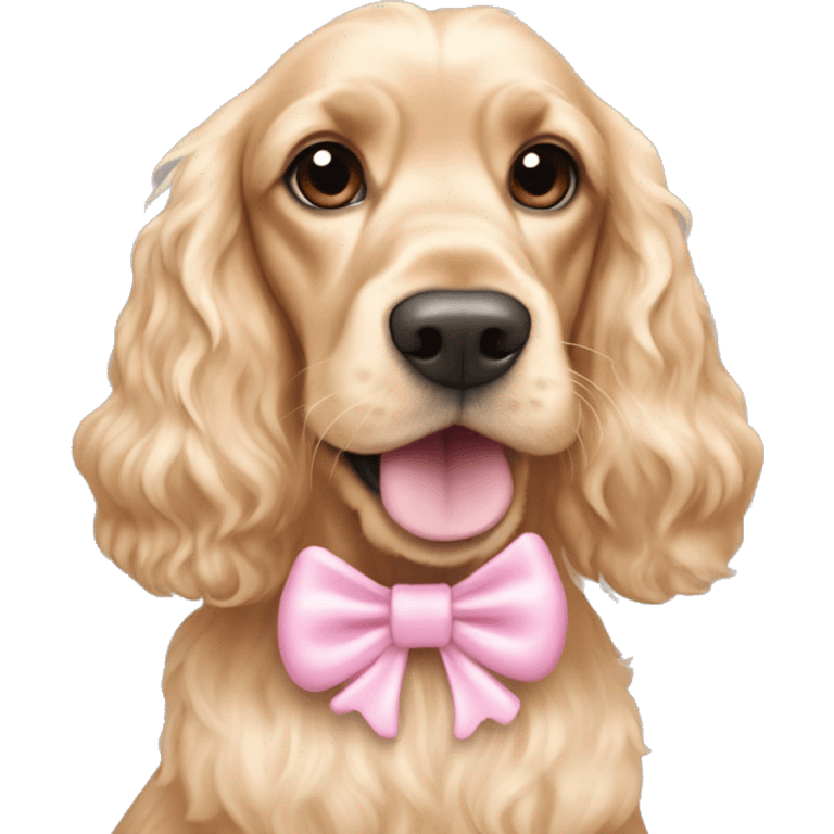 Blond cocker spaniel wearing two light pink sleighbell emoji