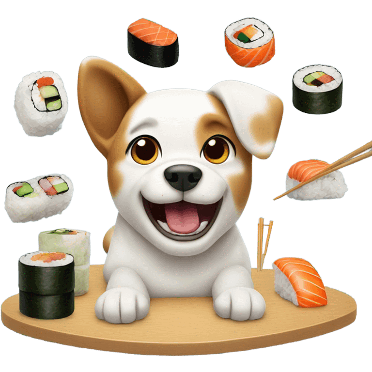 Dog eating sushi  emoji