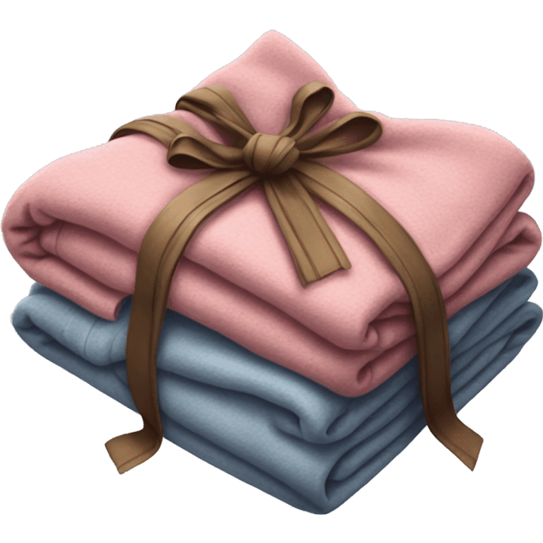 Realistic blankets neatly folded with a bow emoji