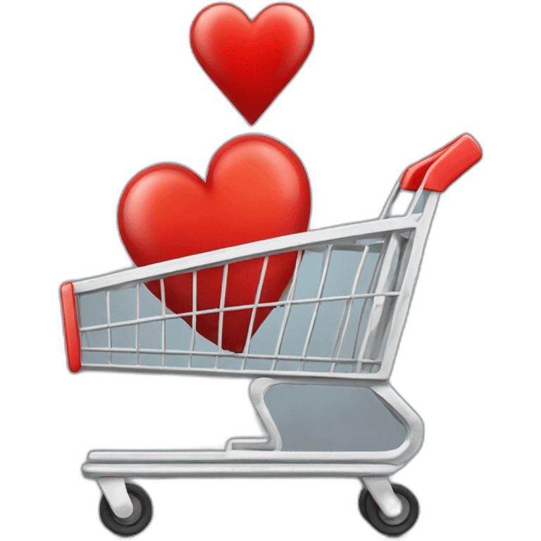 shopping thin cart with one big red heart inside emoji