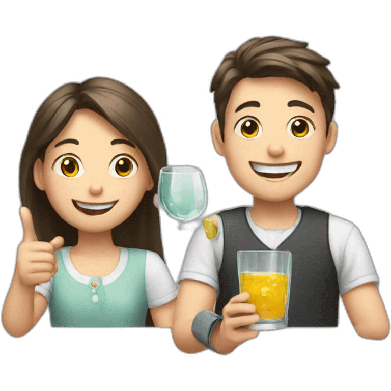 Boy and girl clicking the glass emoji