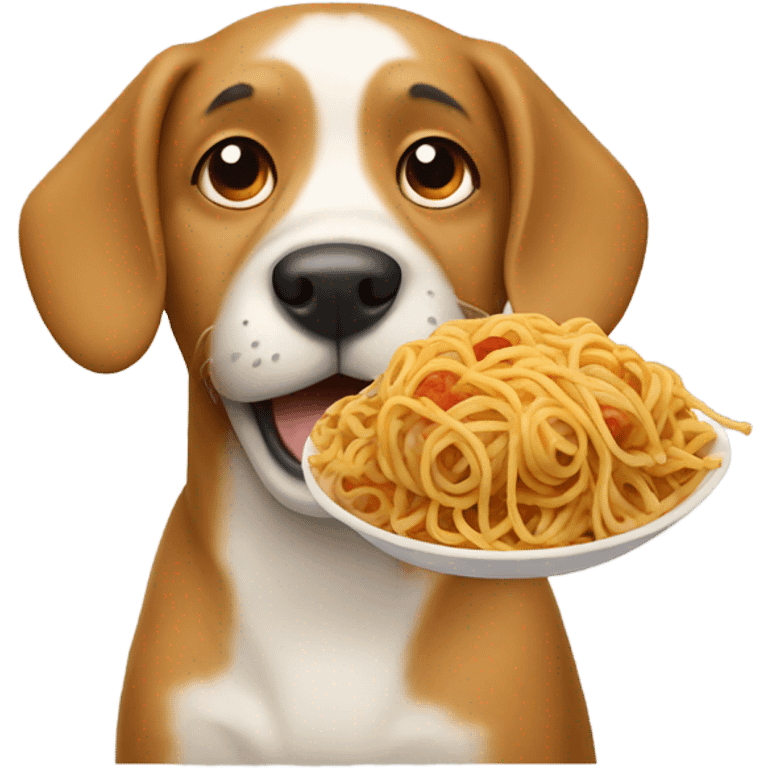 dog eating spaghetti emoji