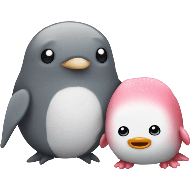 axolotl being friends with a penguin emoji