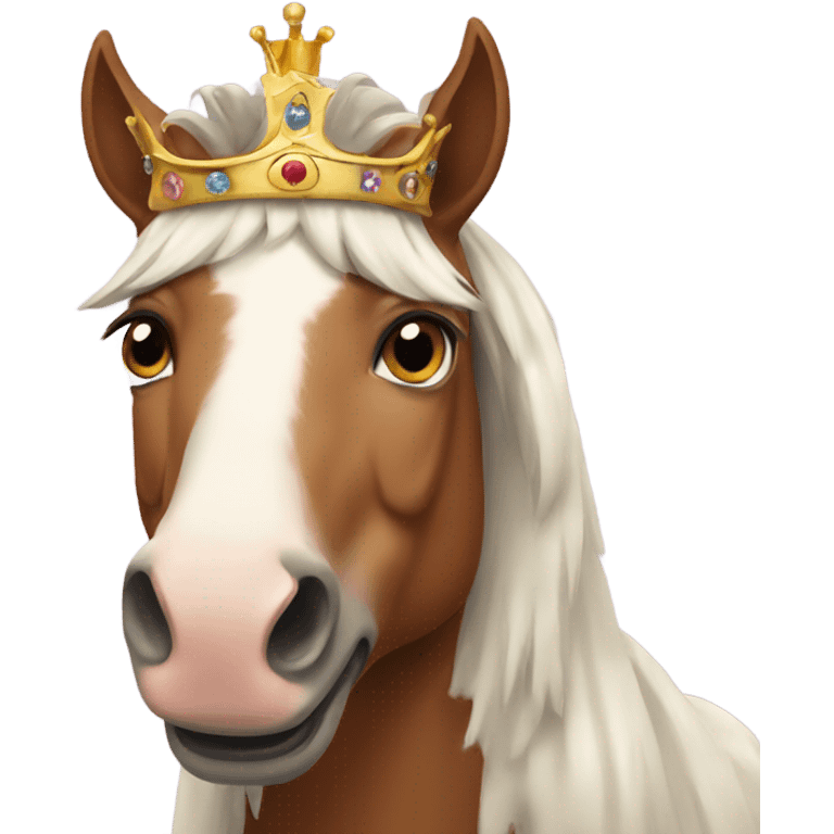 Weird horse wearing a crown emoji