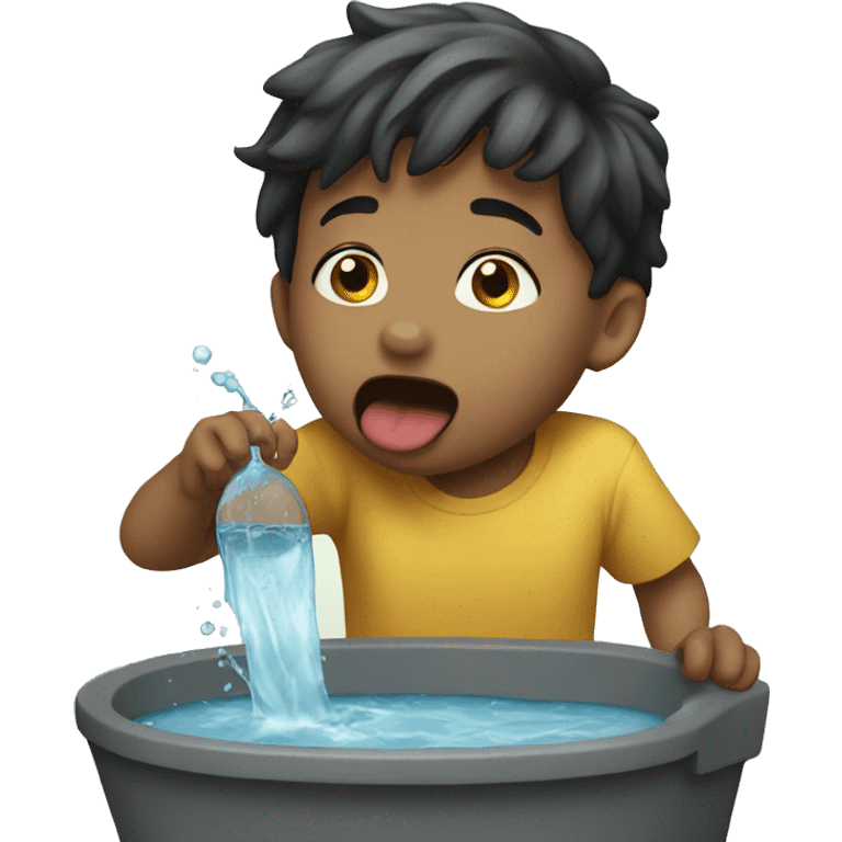 A boy is licking water  emoji