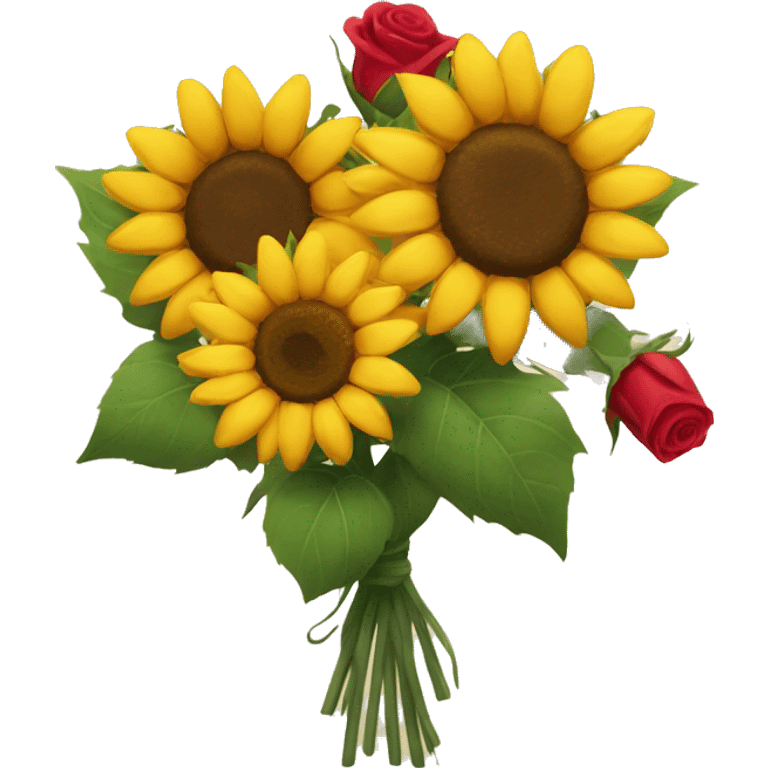 Sunflower and rose bouquet emoji