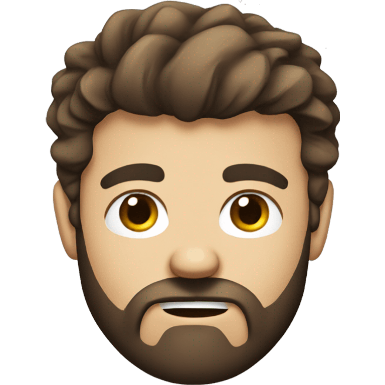 man head, angry eyebrows, scruffy brown hair, beard emoji