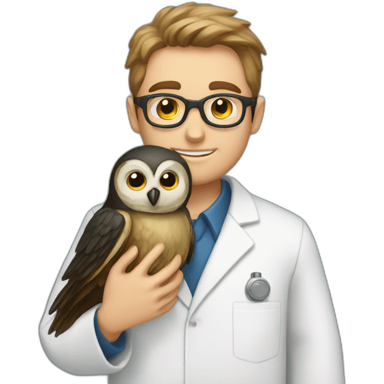 White-Boy-black-beard-scientist-hugging-owl emoji