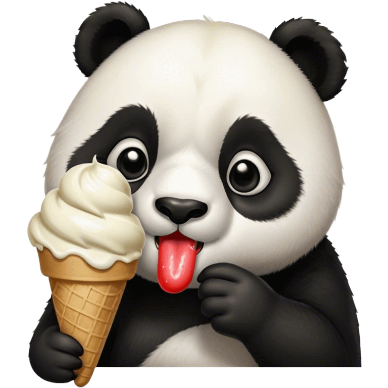 Panda eating ice cream kissing emoji