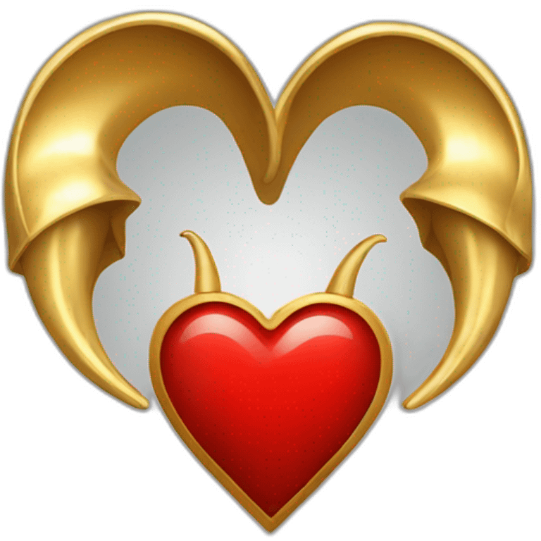 Red heart frame with gold horns emoji