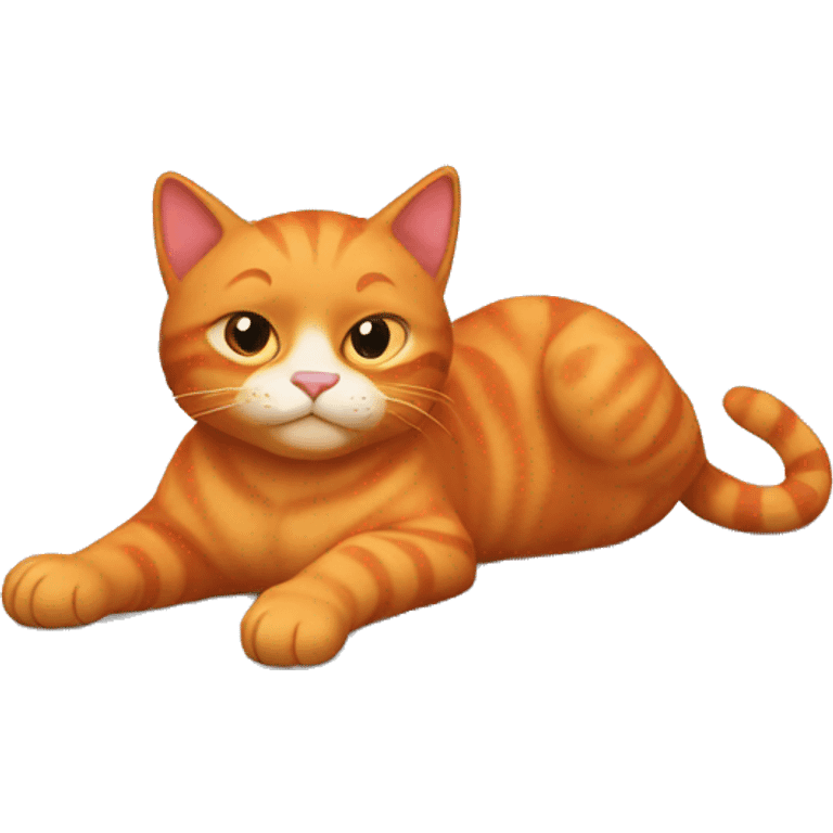 red cat lies belly up emoji