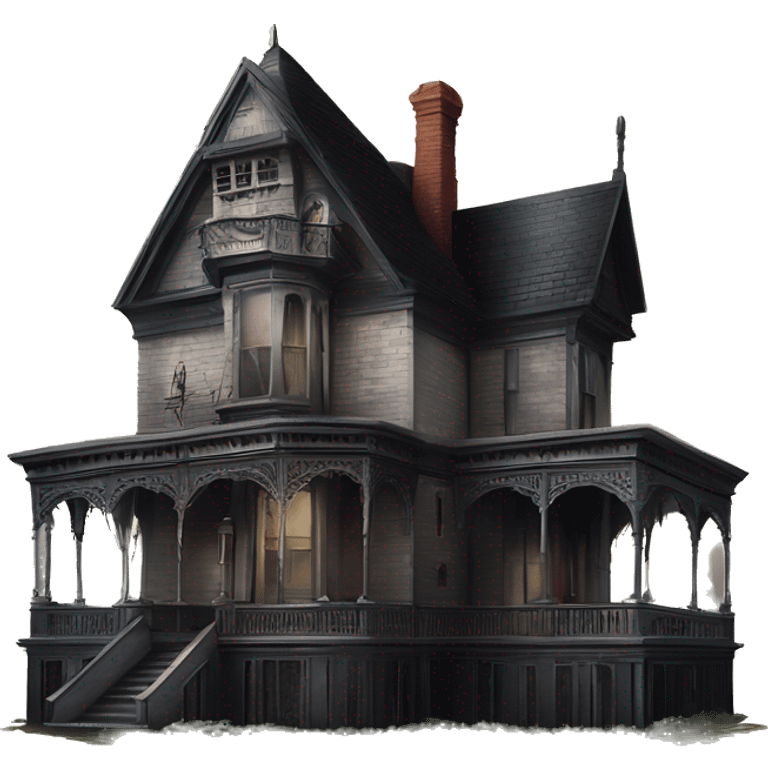 Side view Victorian style Nevermore Academy. Haunted Addams 5 story house.  emoji