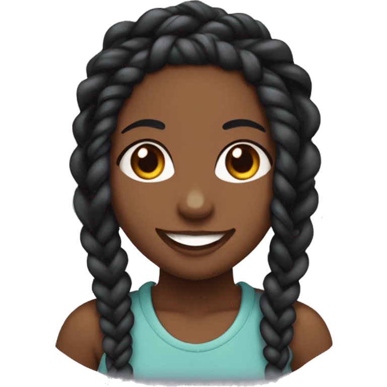 Black girl With medium length 2 strand twists, cornrows in the front smiling, friendly  emoji