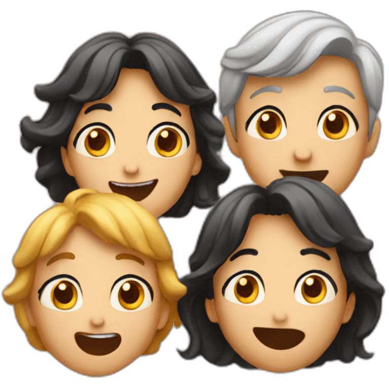 4 persons happily surprised emoji