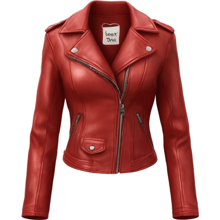 Hyper Realistic isolated open candy apple red feminine fashion leather jacket. emoji