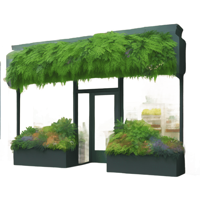 shopfront with green roof emoji