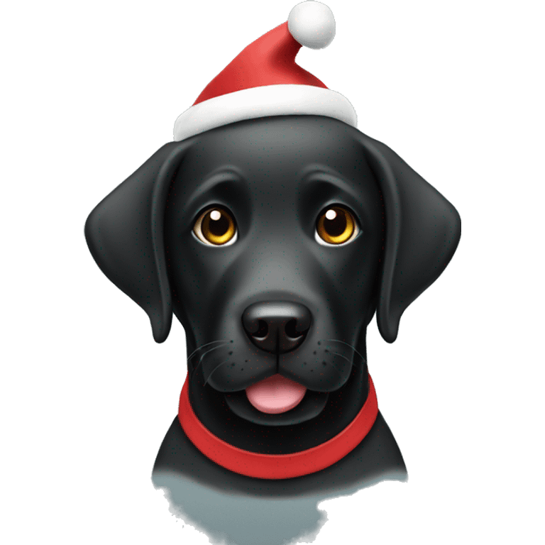 Black Labrador wearing Santa hat emoji