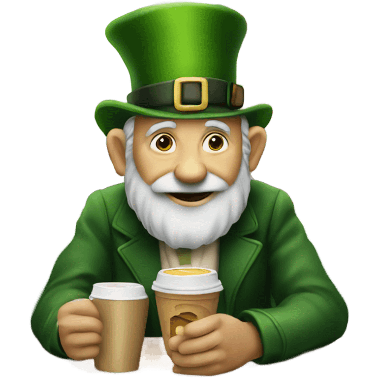 Old Leprechauns at a cafe emoji